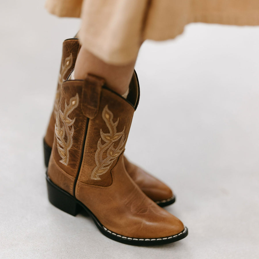 Bruine cowboy boots gemaakt voor leer voor kinderen en volwassenen van Bootstock
