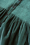 TUNIQUE English green velvet | Ecru pique fabric collar