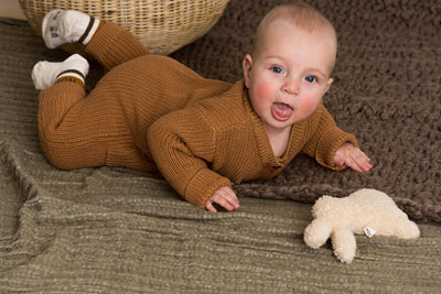 Knitted Babysuit - Almond