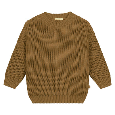 Gebreide trui voor kinderen in de kleur goud van Yuki.