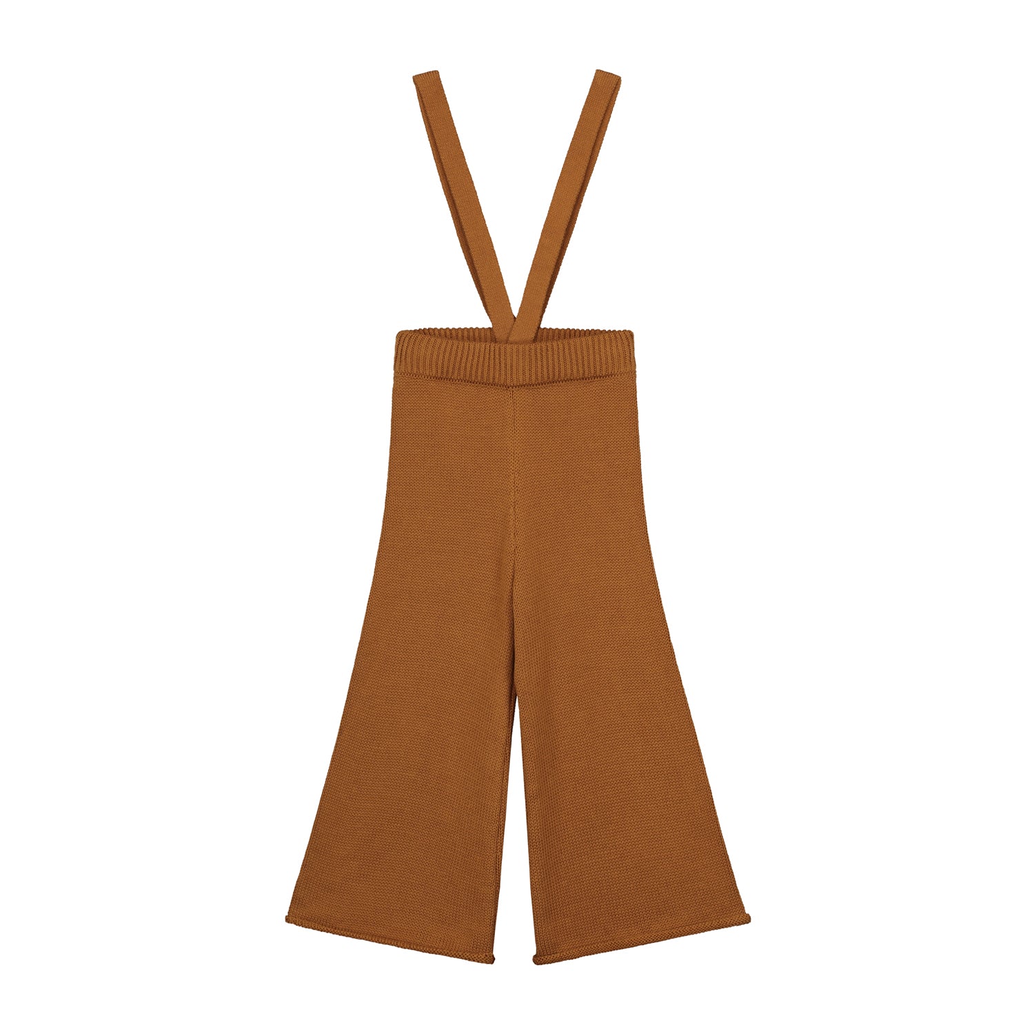 Gebreide broek met bretels voor kinderen in de kleur donkerbruin van Yuki.