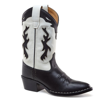 Zwart witte cowboy boots gemaakt voor leer voor kinderen en volwassenen van Bootstock