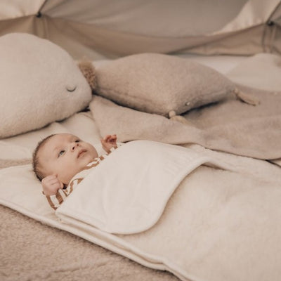 Wollen slaapzak voor baby's kinderen in de kleur beige van het merk Alwero.