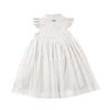 tule off white jurk voor kinderen (meisjes) met twee knoopjes en korte mouw van Donsje