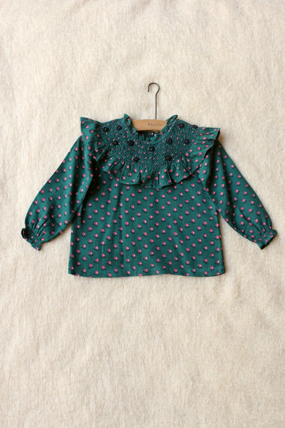 BLOUSE WITH HANDSMOCK COLLAR Provencal print | pique fabric