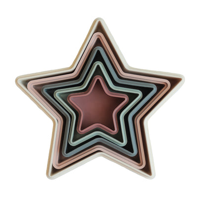 Nesting star set om in elkaar te zetten in de vorm van een ster van Mushie.